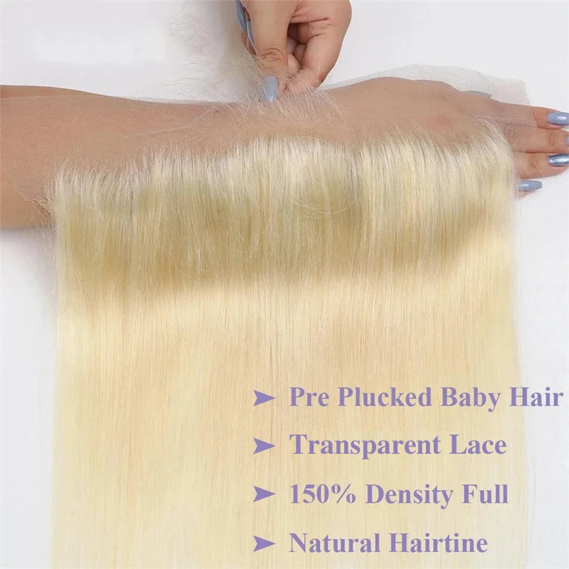613 Blonde 13x4 Lace Frontal Closure Straight Body Human Hair Transparent Lace 10-20 Inch Pre Plucked Brazilian Virgin Hair
