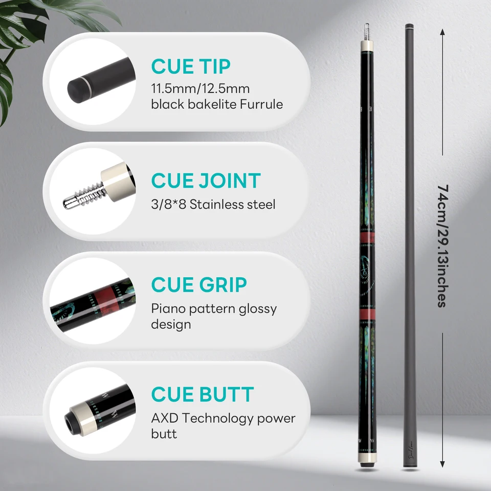 DAVID LOMAN カーボンファイバービリヤードキュー 58 インチ、3/8 * 8