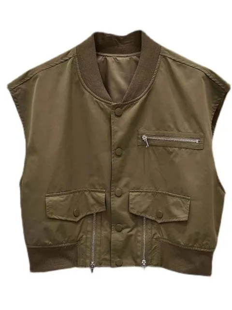 Stylish Chic Casual Zipper Cargo Vest for women, perfect for Spring/Summer 2024