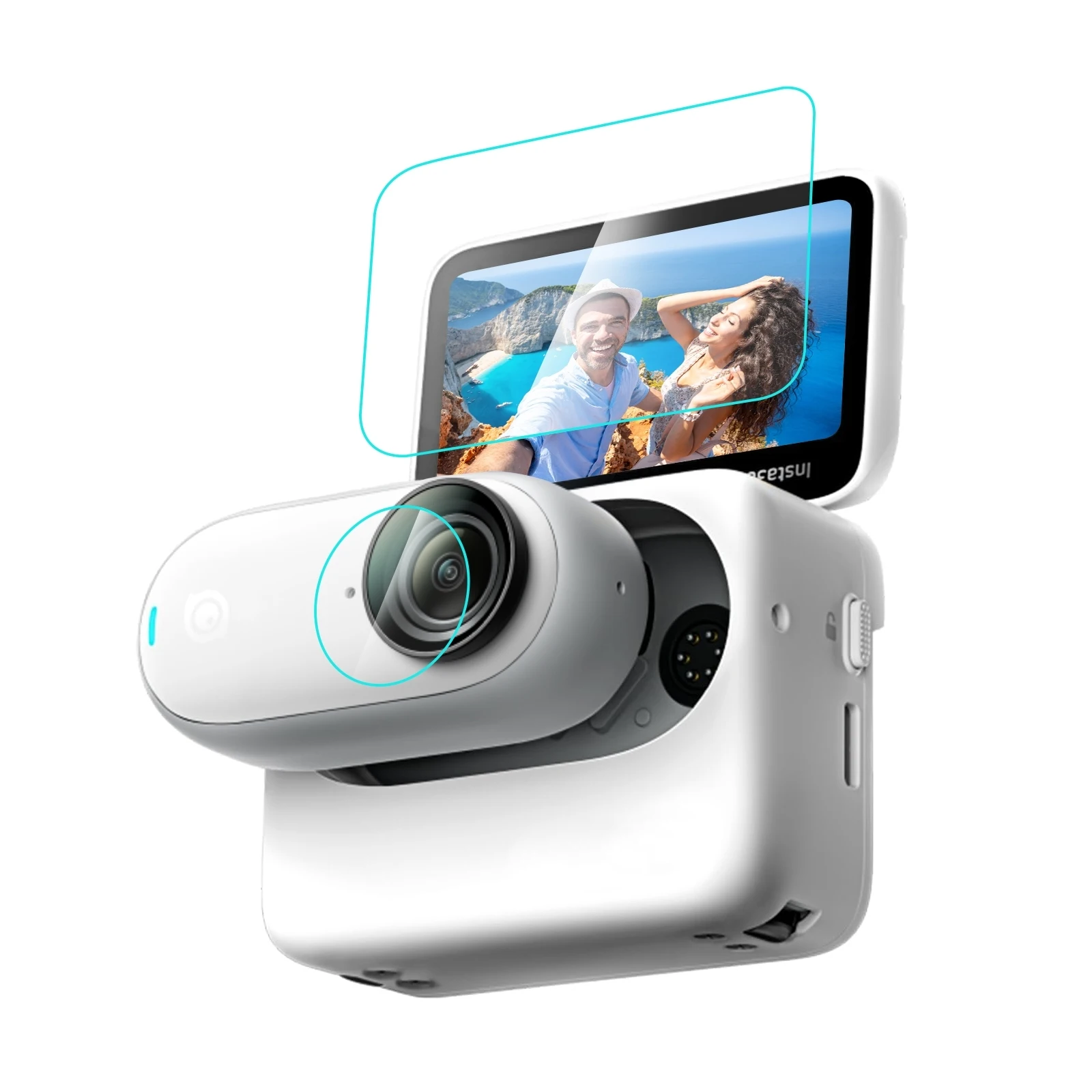 PULUZ 스크린 및 렌즈 강화 유리 필름, Insta360 GO 3 액션 카메라 ..