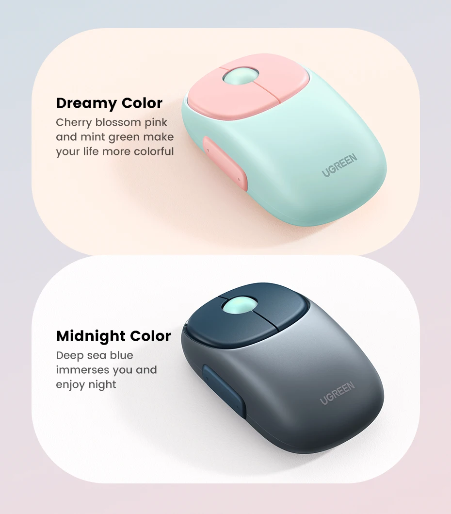 UGREEN-Mouse recarregável sem fio, Bluetooth 5.0, 2.4G,