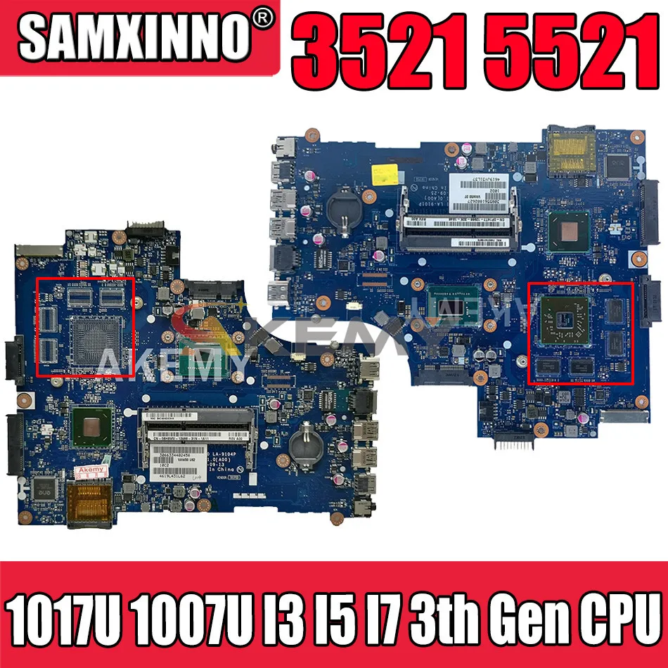 SAMXINNO LA-9104P LA-9101P Mainboard For Iconic Brand Inspiron 3521 5521 Laptop Motherboard w/ 1017U 1007U I3 I5 I7 3th Gen CPU