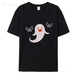 Genshin Impact Hu Tao Ghost Cartoon Print Women's Summer T - Shirt - 100% Cotton Harajuku Fashion - S (Black)