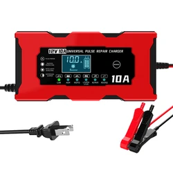 High - Power 12V Battery Charger with Pulse Repair for Multiple Battery Types (US Plug)