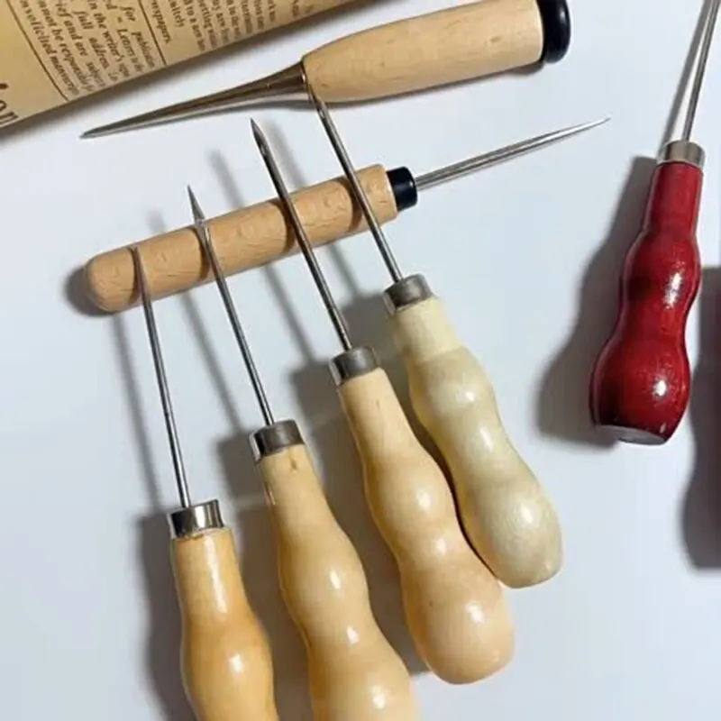 Double Gourd Awl Wooden Handle Double Gourd Straight / Elbow / Medium Hole Awl Shoe Repair Cone wooden handle awl