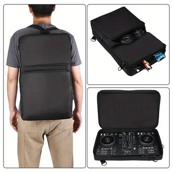 Multifunctional DJ Controller Carrying Case with Adjustable Shoulder Strap Durable Polyester Portable Travel Cable Organizer Bag