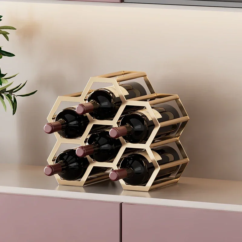 High-end Wrought Iron Red Wine Rack, Ornament Creative Wine Bottle Display Shelf, Restaurant Cabinet Decoration Shelf