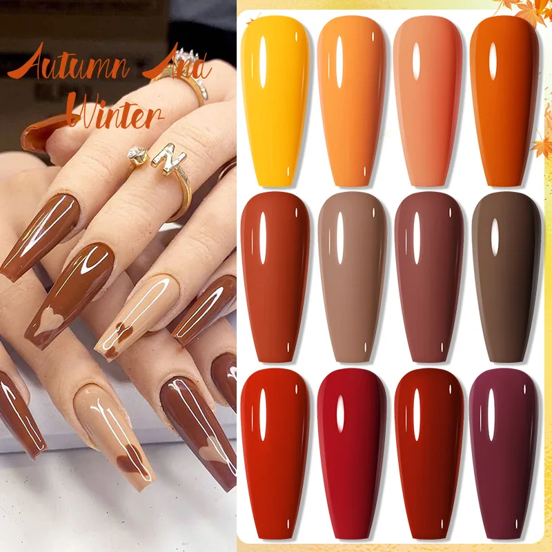 BORN PRETTY 15ml Autumn Winter Color Gel Nail Polish Dark Red Brown Christmas Soak Off UV LED Gel Nail Art DIY Design Varnishes 4