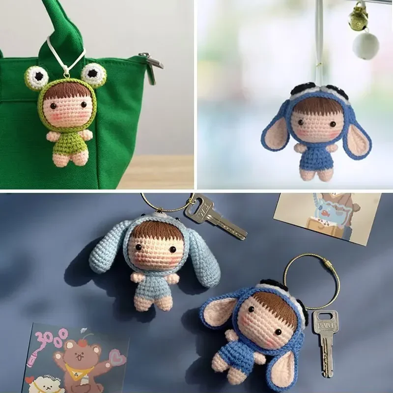 DIY Handmade Doll Crochet Wool Yarn Kit for Beginners Material Package Hand Knitting Kids Adults Braid Keychain Decoration Gift