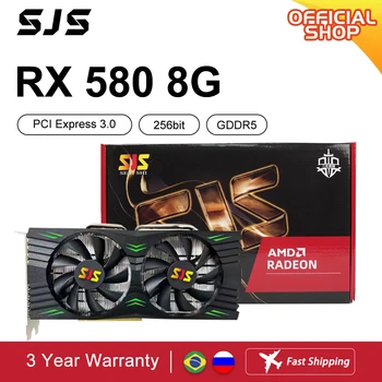SJS 비디오 카드, RX 580, 8G, 256 비트, 2048SP, GDDR5 AMD GPU 그래픽 카드, 게이머 RX580 Radeon, 8GB 마이닝 게임 카드
