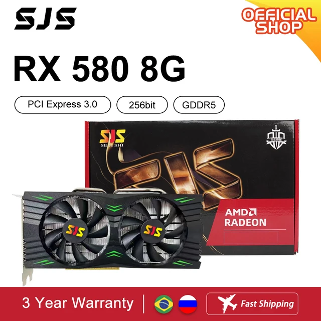 SJS Video Card RX 580 8G 256Bit 2048SP GDDR5 AMD GPU Graphics Cards Gamer RX580 Radeon 8GB Mining Gaming Card placa de video 1