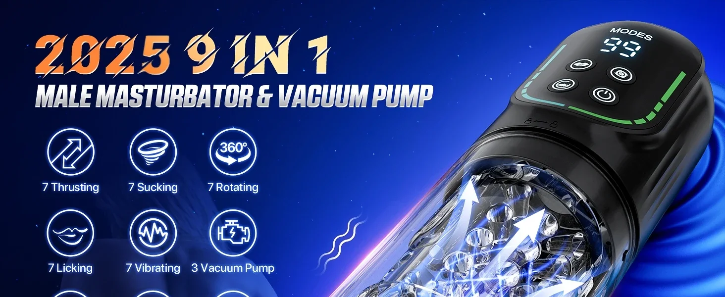 Male Masturbator with Automatic Thrust Rotation Suction Licking LCD Penis Vacuum Pump Water SPA Real Pocket Pussy Sex Toy Adult