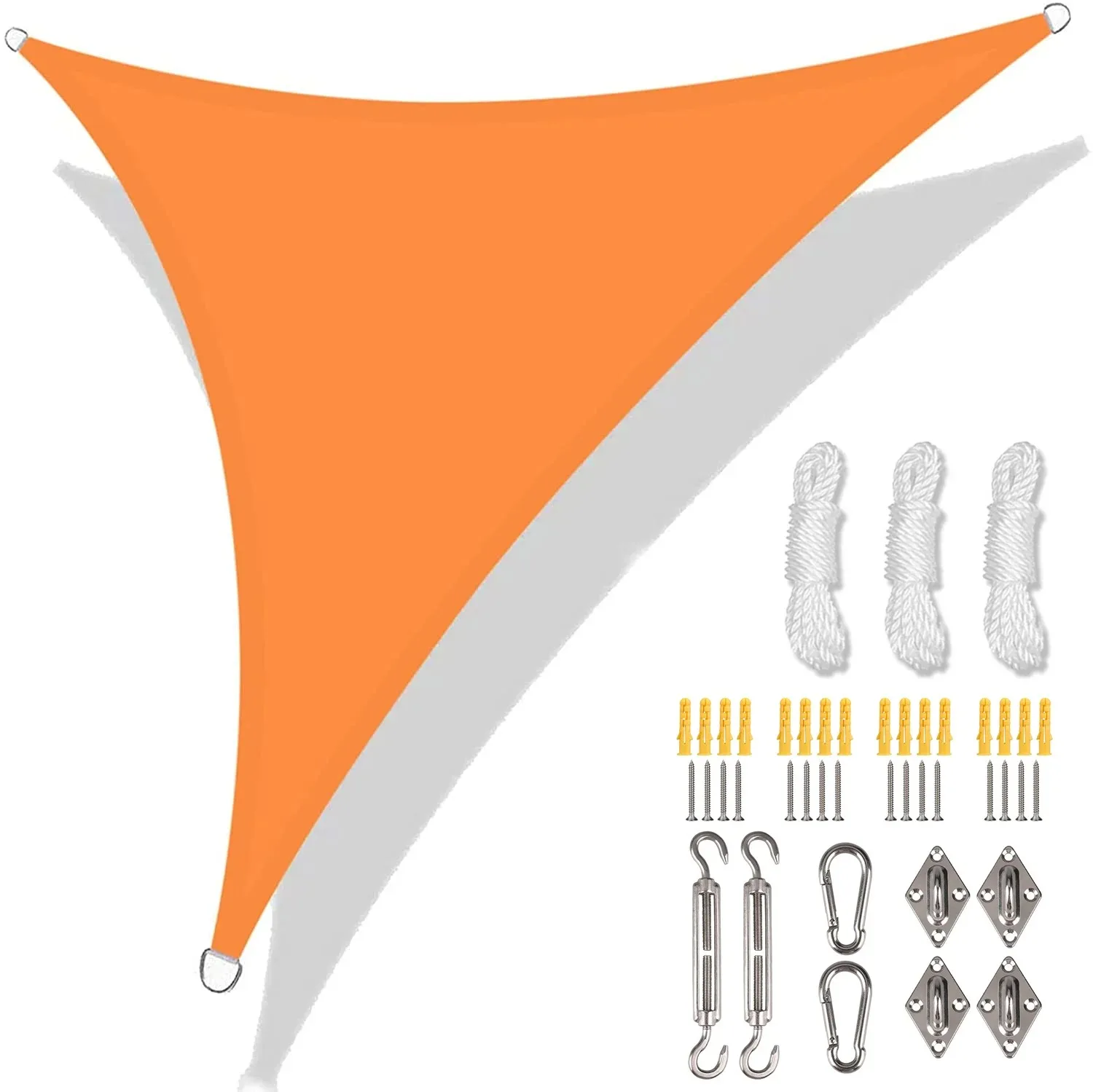 thumbnail image 1 of Toldo de vela de sombra triangular de 5/3,6/3/2 m, impermeable, con protección contra rayos UV del 98 %, con cuerda gratis para jardín, patio, pérgola, cenador, 1 of 5