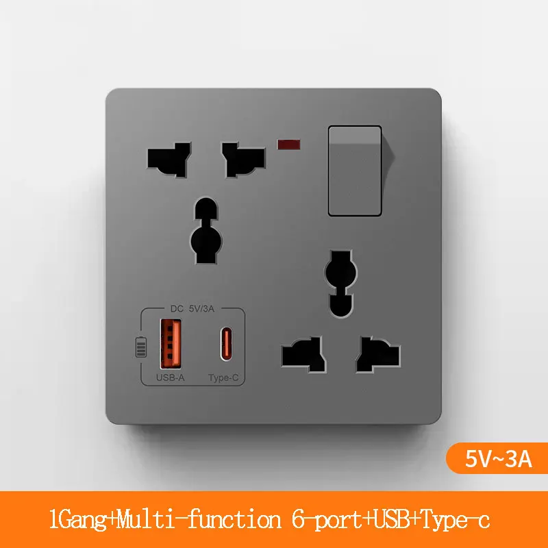 مقبس متعدد الوظائف 1 عصابة 6 بستة فتحات مع شحن USB...