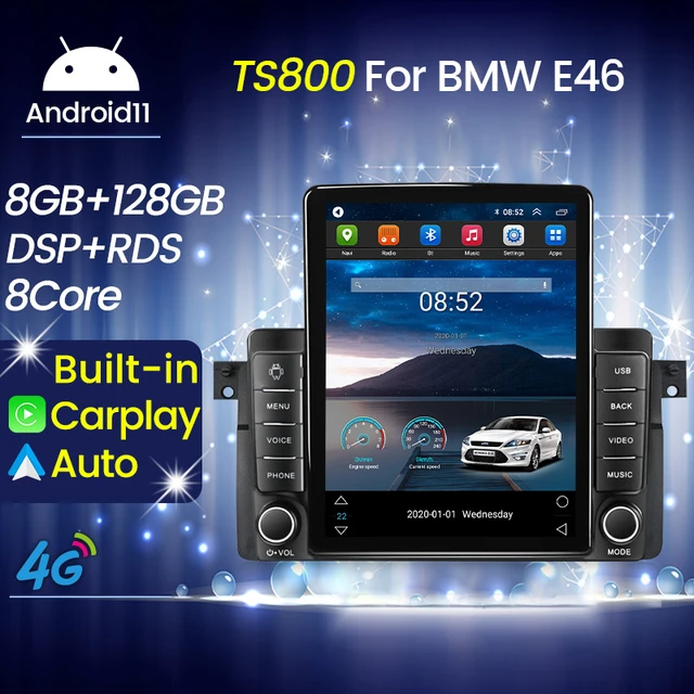 Android10 Car Radio Player Tesla estilo pantalla vertical para BMW E46  Coupe (m3 Rover) 316i 318i 1998-2006 Unidad principal de navegación GPS