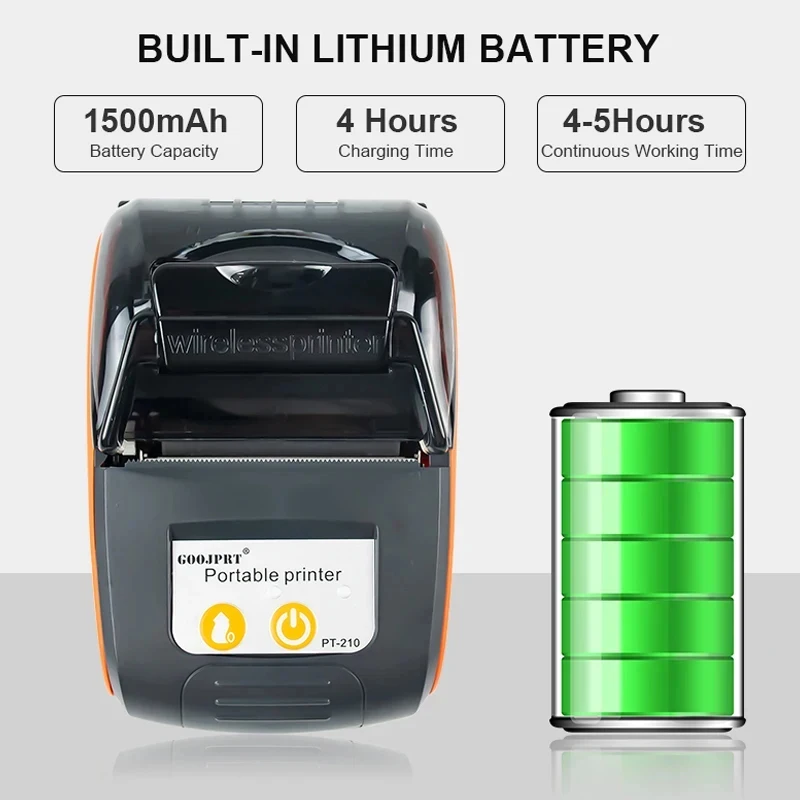 Portable Wireless Bluetooth Mini Printer - Handheld Ticket and Barcode Printer