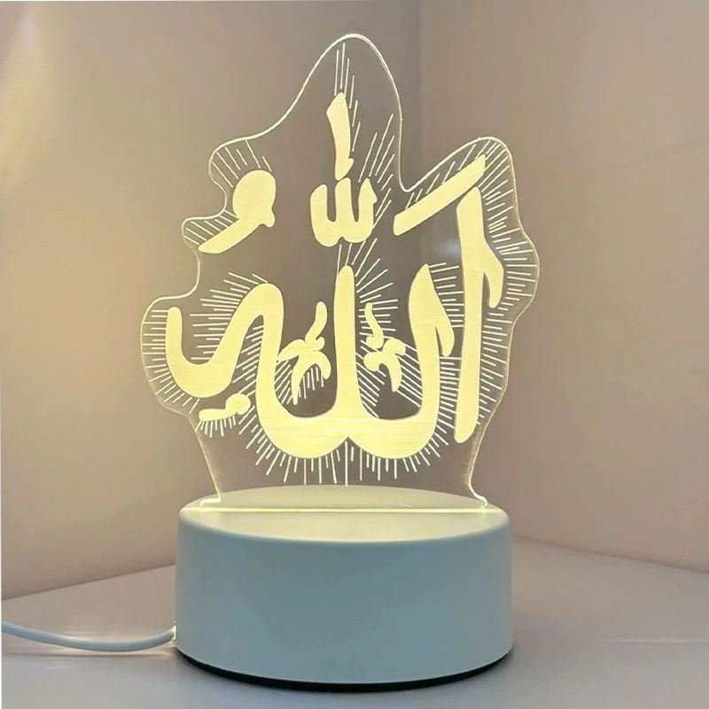 3D Acrylic LED Night Light Islamic Muslim Ramadan Festival Supplies USB Operated EID Mubarak Ornaments Bedroom Home Decor Lamp