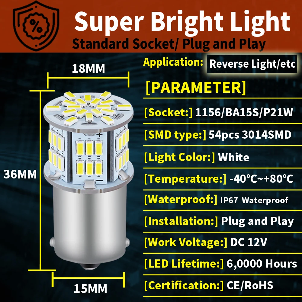2pcs LED  Blub  P21W BA15S Canbus VW Passat B5 B5.5 B6  mk3 mk4 mk5 mk6 3 4 5 6  6n 6r 9n Touran