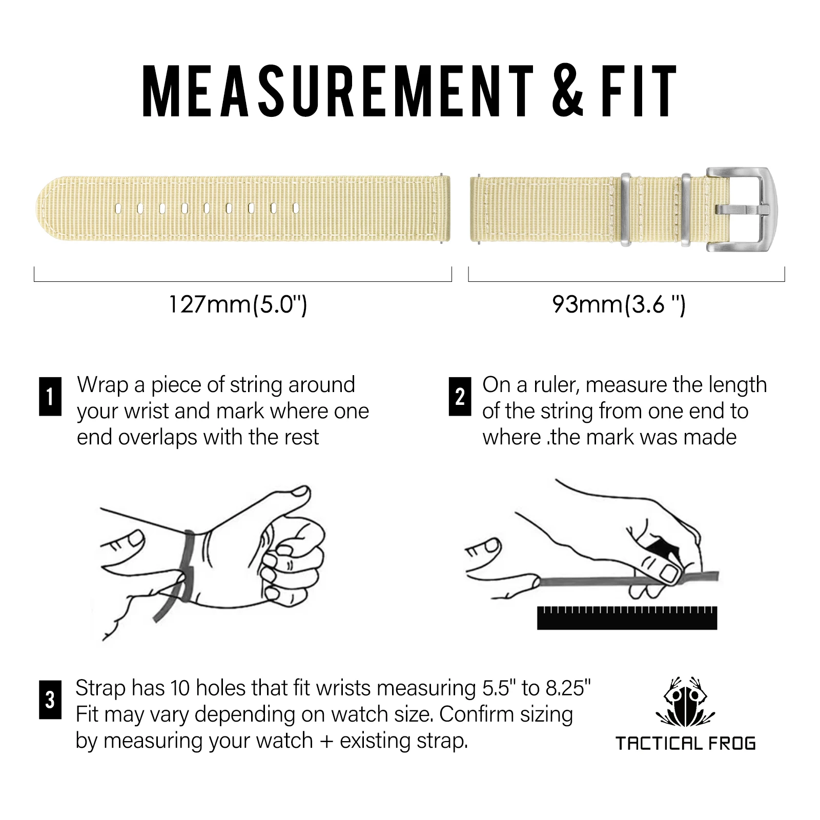 IBENIFIT Classic Nylon Watch Strap with Silver Buckle – Durable Fabric Wristband Replacement