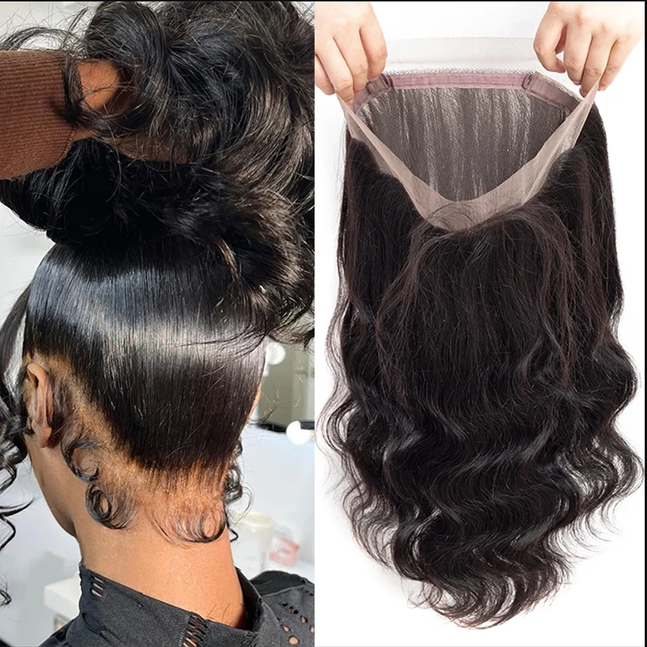 360 Lace Frontal Only Brazilian Body Wave Human Hair Straight Pre-plucked Transparent Lace Closure Only Natural Color Remy Hair human hair closure human hair lace product human hair frontal