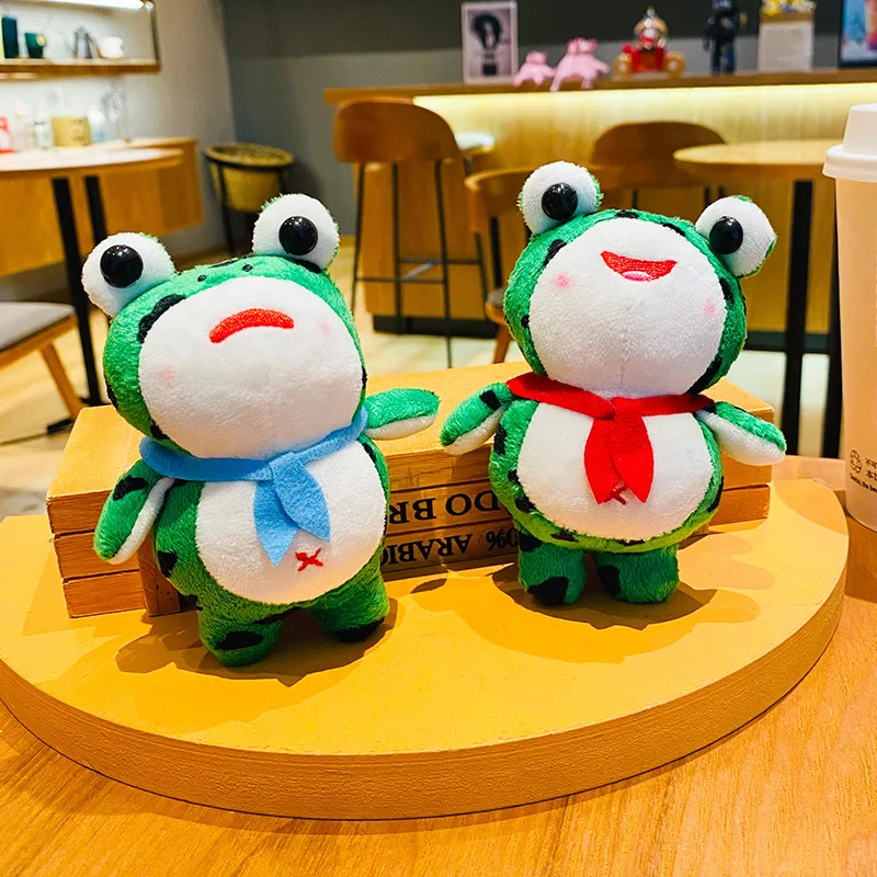 Cartoon Plüsch Waisenkind roten Schal Frosch Puppe Auto Schlüssel anhänger  kreative Studenten tasche Anhänger blauen Schal Frosch Tier Schlüssel bund  Liebhaber Geschenk - AliExpress