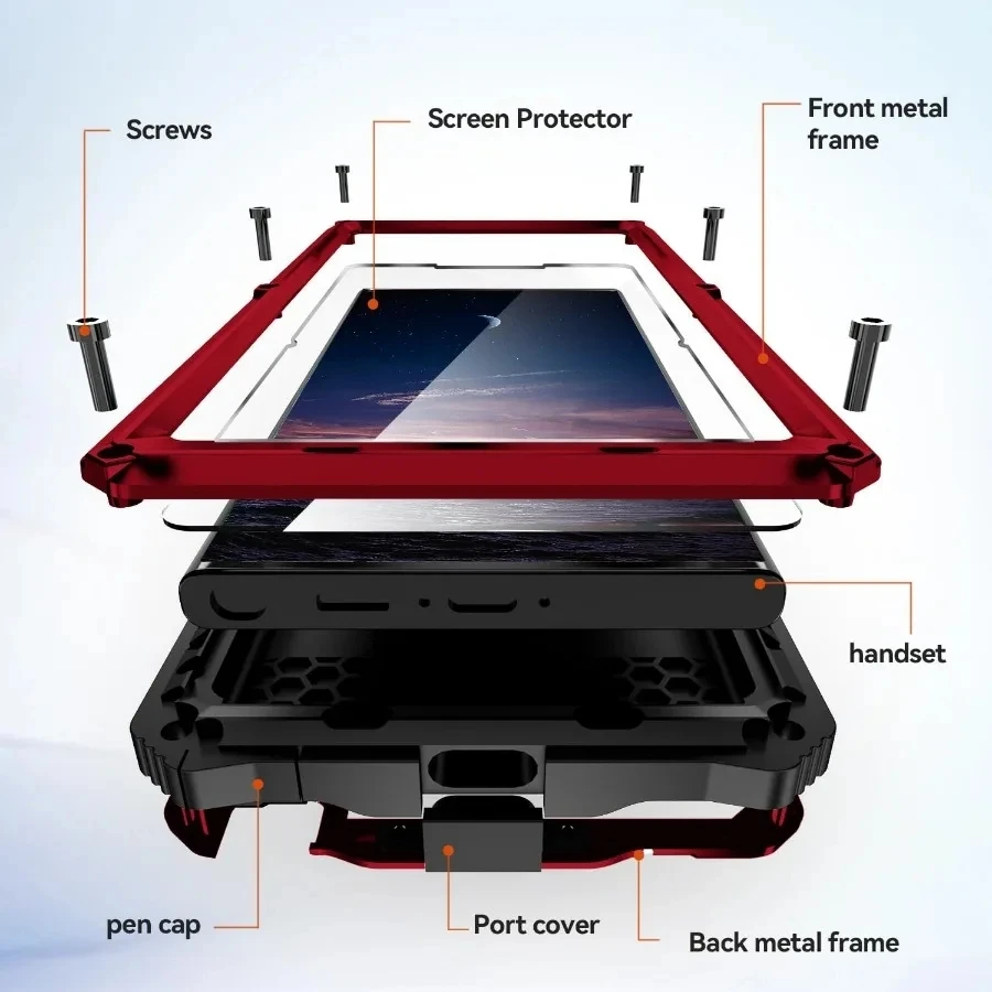 New military aluminum armored case is suitable for the Samsung S24 S23 S22 Ultra Plus protective bracket heavy duty sturdy cover
