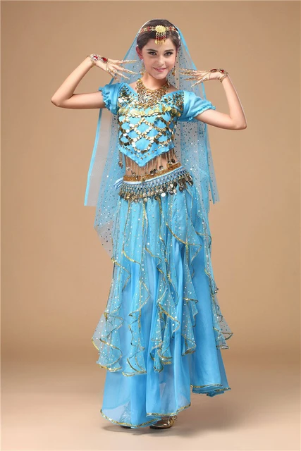 Conjunto de 3 piezas para mujer, traje de danza del vientre, disfraz de  India, Triba, gitana, danza del vientre - AliExpress