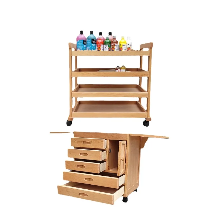 

Painting car traditional Chinese color palette three-layer solid wood multifunctional oil table