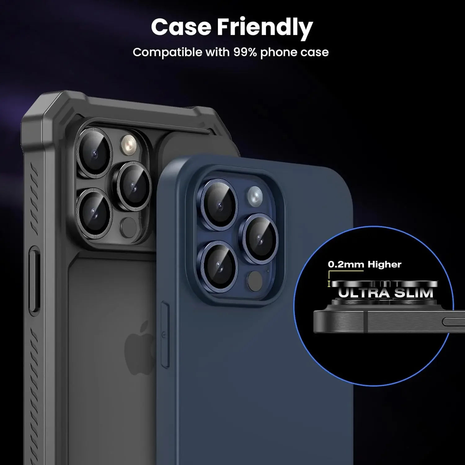 Premium Titanium Tempered Glass Camera Lens Protector Cover - 2-3Pcs Set