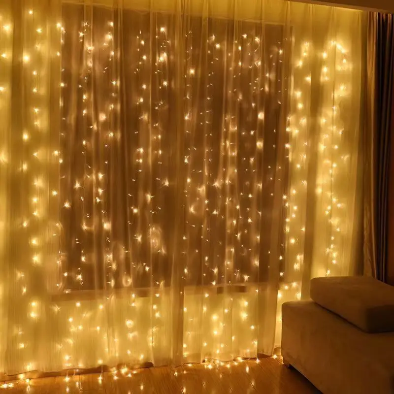 thumbnail image 1 of Cortina de luces USB para dormitorio con hadas navideñas y mando a distancia, regalo de Año Nuevo, colgante para árbol de Navidad, decoración para fiestas en el hogar, 1 of 5