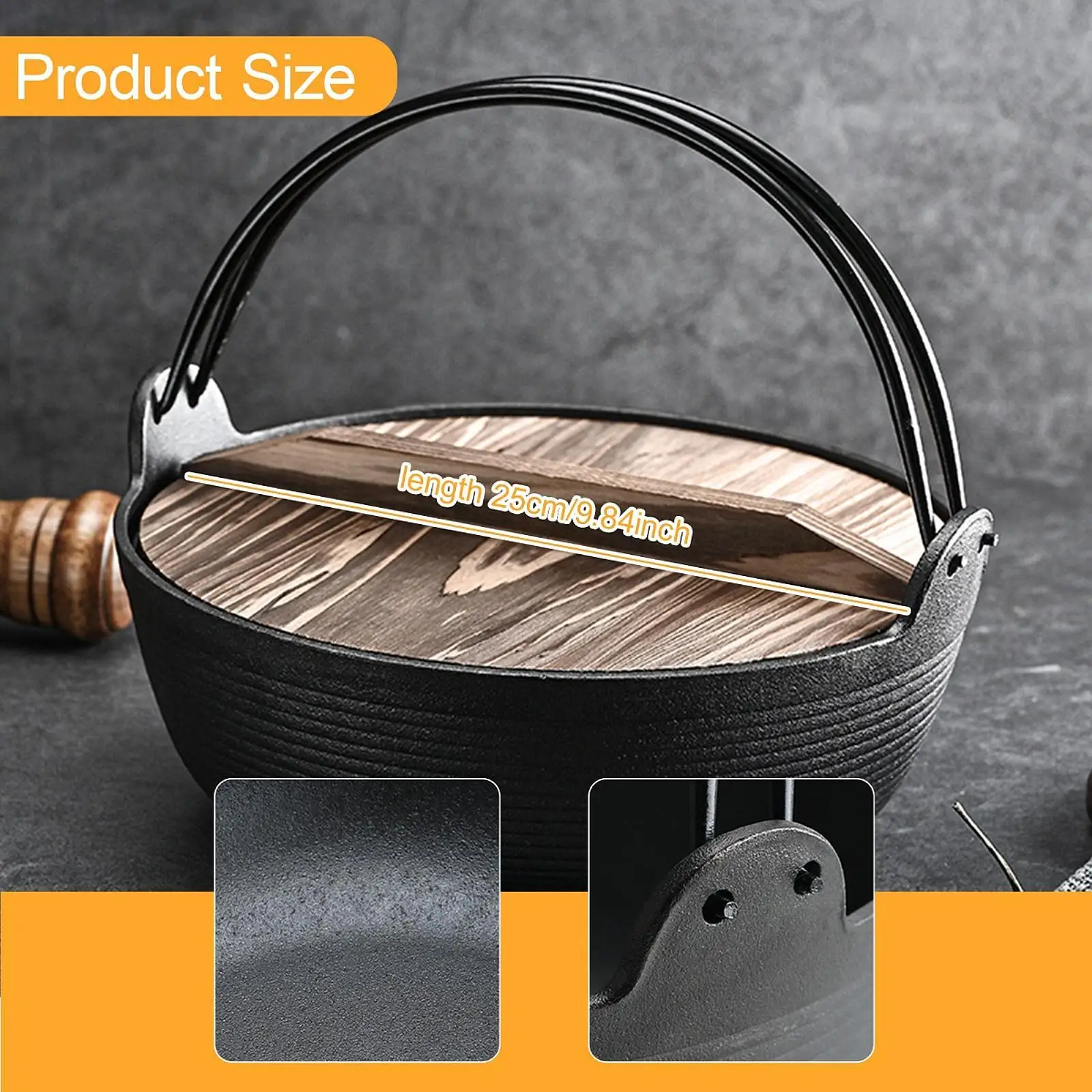 Sukiyaki Nabe Pot Cookware Cast Iron Japanese Design for Restaurants Outdoor Sukiyaki Nabe Pot Cookware Cast Iron Japanese Design for Restaurants Outdoor