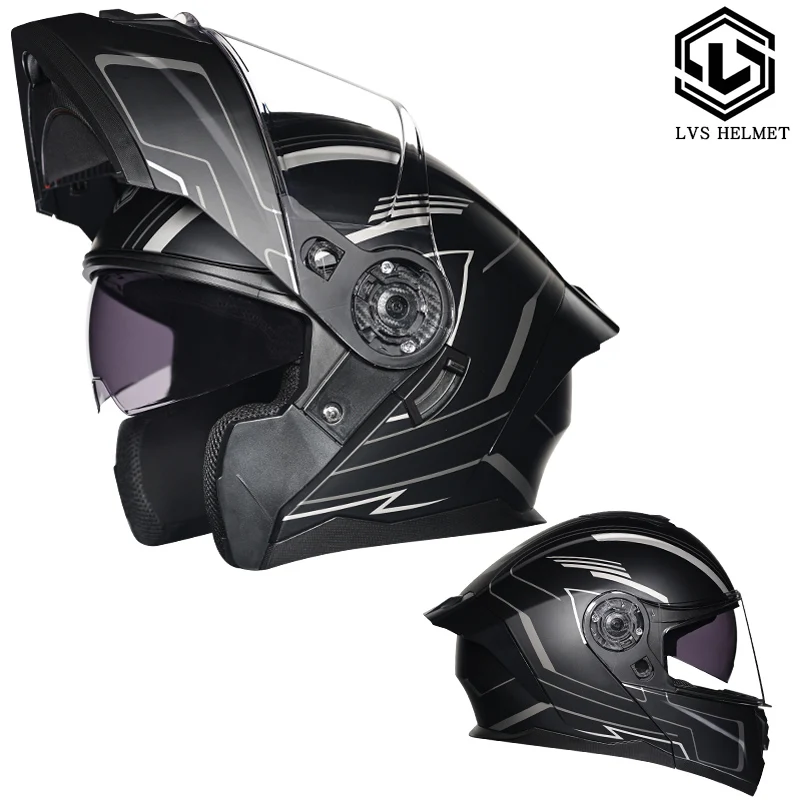 thumbnail image 1 of Casco modular de carreras con doble lente abatible, unisex, estándar para motocicleta, 1 of 5