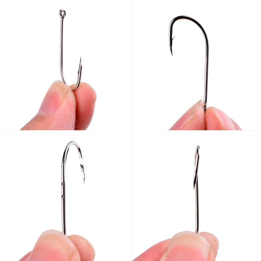 50PCS/box Long Shank Fishing Hook High Carbon Steel Sharp Barbed Offset Narrow Bait Hook Fishhook Fishing Accessories