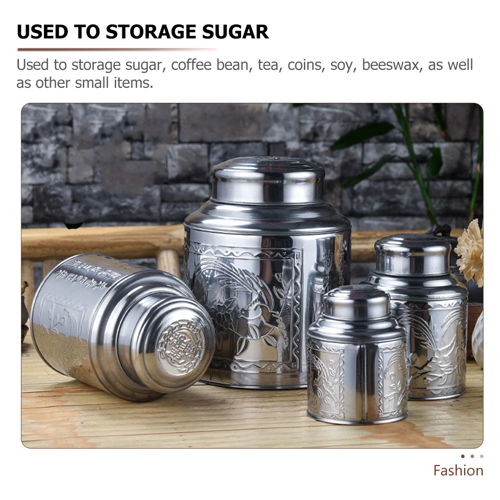 Tea Canister Storage Tin Jar Coffee Container Sugarmetal Loose Steel Containers Stainless Leaf Kitchen Canlid Sealed Airtight Tea Tin Box Tea Canister