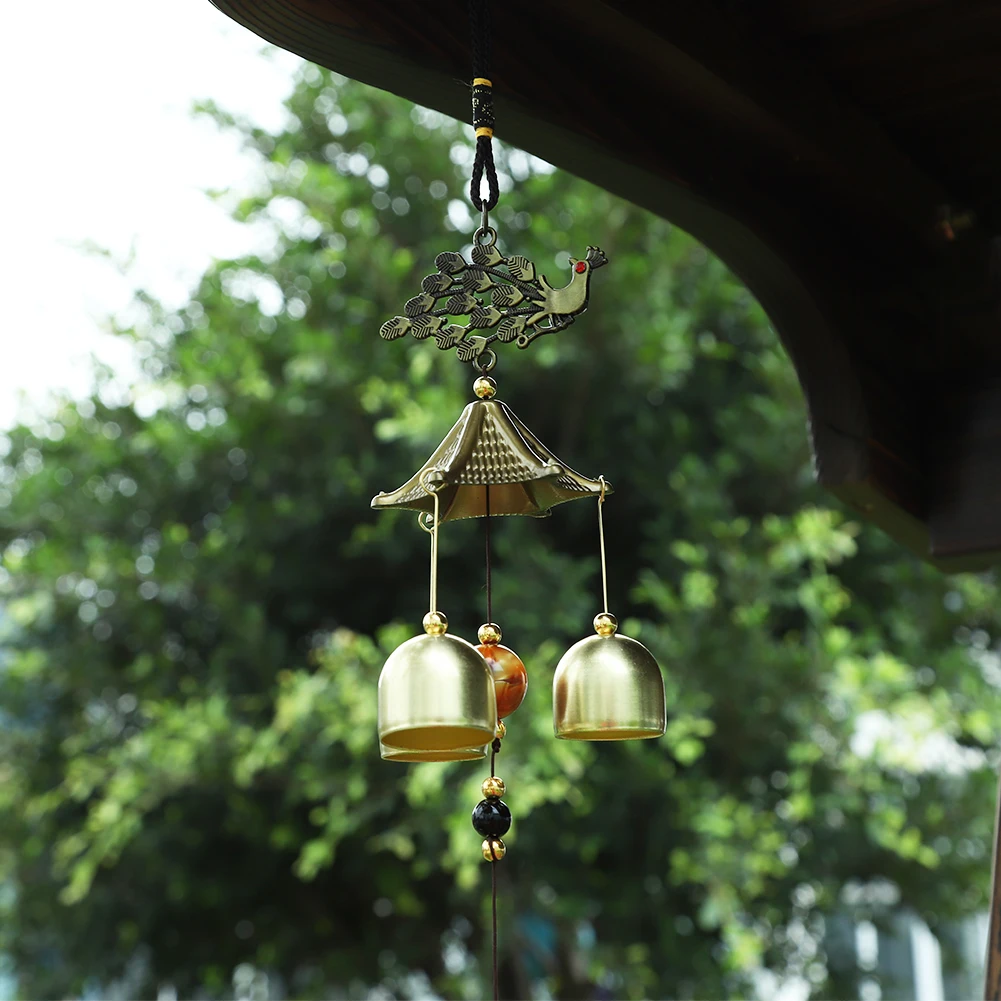 Metal Copper Wind Chime Pendant Door Decoration Alloy Bell Feng Shui Pendant Town House Lucky Dragon Money Shop Doorbell New 3