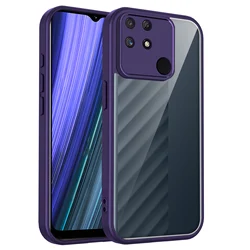 Cushion Silicon Bumper Matte Phone Case with Clear Hard Back Cover for Realme Narzo 50A (TMMS Purple)