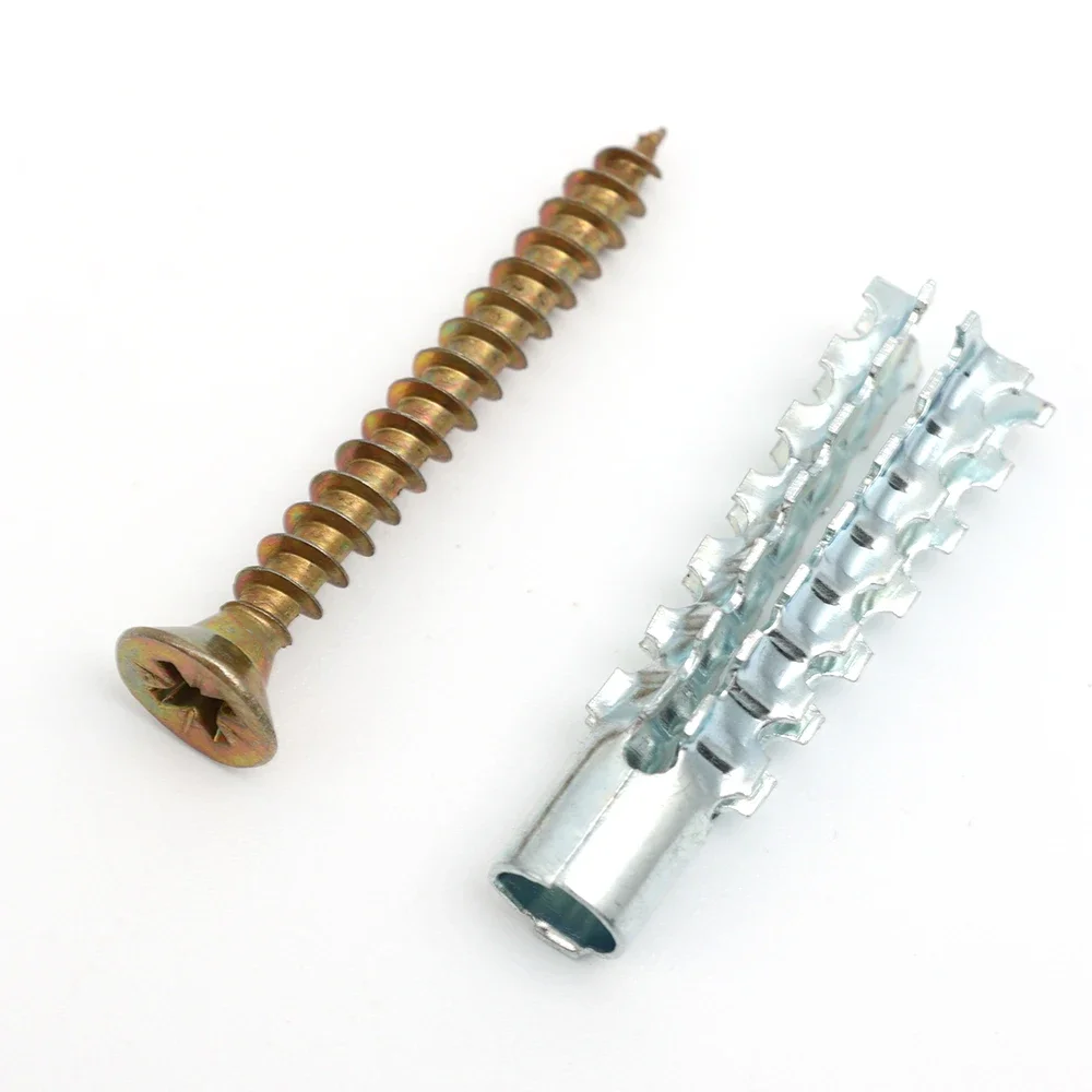 Steel Wall Anchor Serrated Steel Wall Anchors Metal Expansion Tube Pipe Self Tapping Screw Drilling Plug for Concrete Wall Fasteners Bolt Anchors