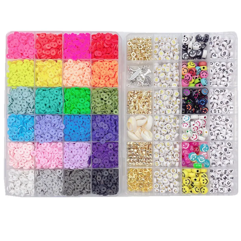 Clay Beads 7200 Pcs 2 Boxes Bracelet Making Kit 24 Colors Polymer