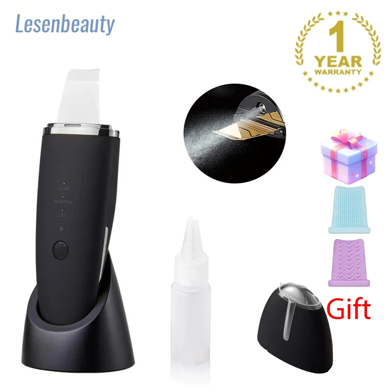 Facial skin scrubber ultrasonic shovel cleanser cleans dead skin exfoliating cavitation deep facial cleansing EMS skincare lesen