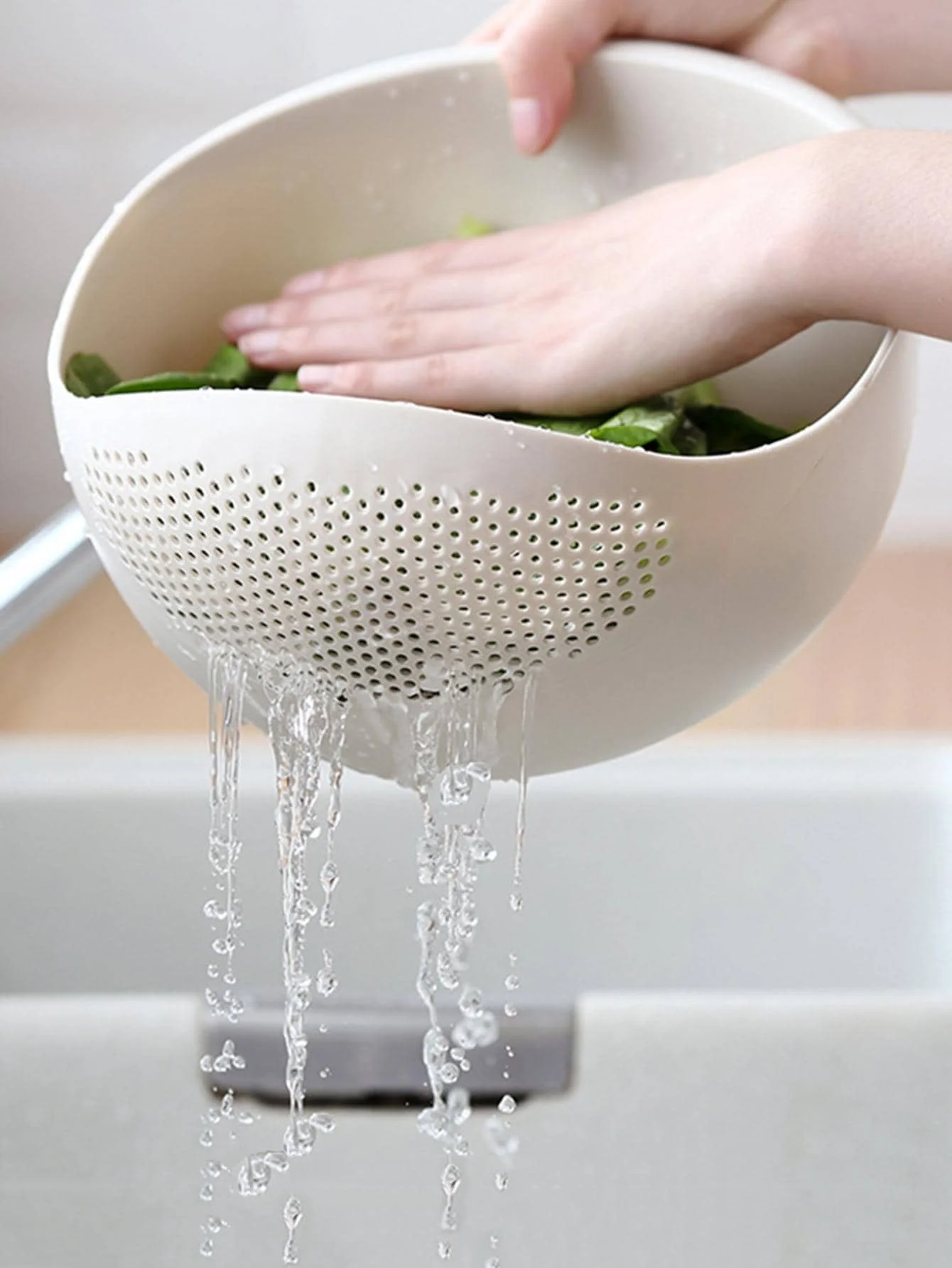 1/3pcs- Colander Rice Bowl Drain Basket Fruit Bowl Washing Drain Basket with Handle Washing Basket Home Kitchen Organizer