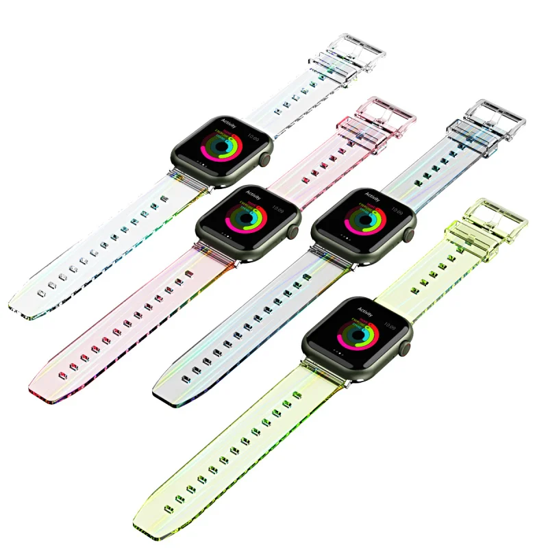 

Clear Aurora Strap for Apple iWatch Series 7 6 5 4 3 SE Silicone Smart Watch band Bracelet 38(40)41mm 42(44)45mm Fran-c35a