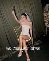 MD Sexy Spaghetti Strap Lace Short A-line Wedding Dresses Sleeveless Mini Bride Gown Customized 2025 Wedding Party Dress Vestido 2