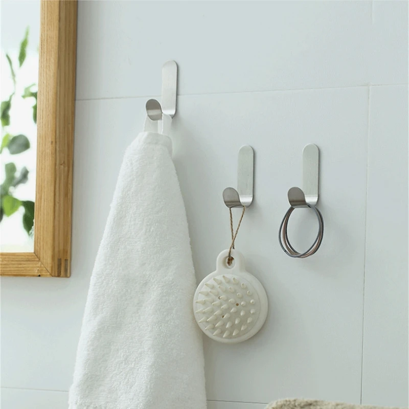 36 Gancetti Adesivi Trasparenti Autoadesivi 304 in Acciaio Inox Senza Foratura, Ganci per Asciugamani, Adatti per Cucina e Bagno, Ganci Non Perforabili, 6 x 6 cm
