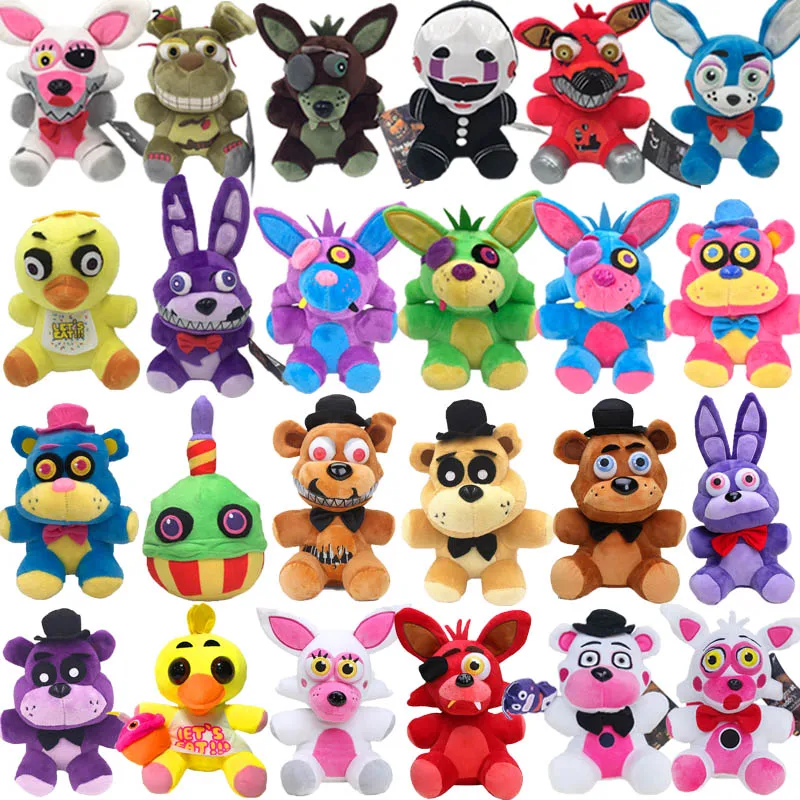 18m FNAF Plush Toy Freddy Bear Foxy Chica Clown Bonnie Animal Stuffed  Plushie Dolls Kawaii Christmas Birthday Gifts for Children