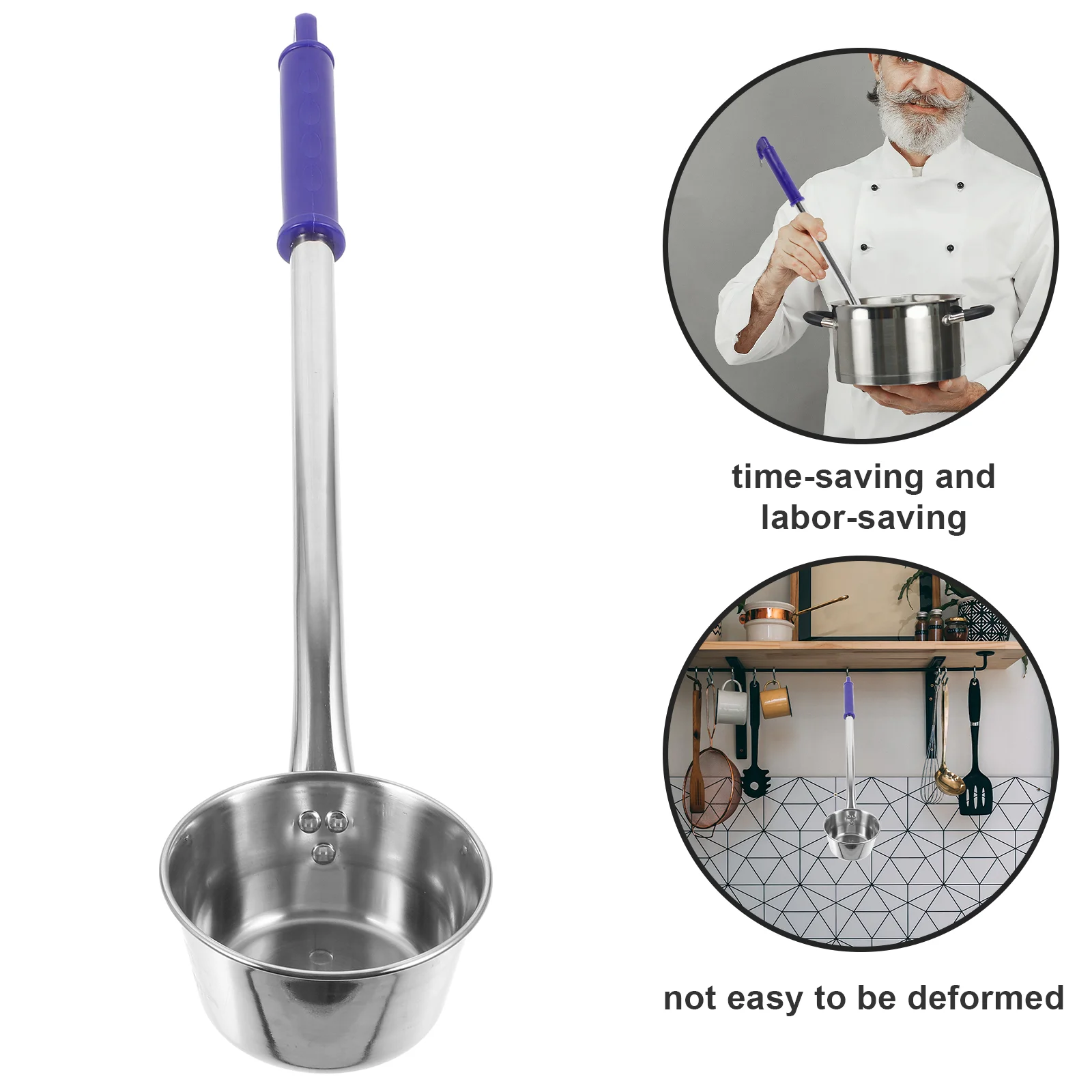 Stainless Steel Ladle Stainless Steel Ladle Scoop Thicken Convenient Water Spoon Plastic Wear-resistant Soup