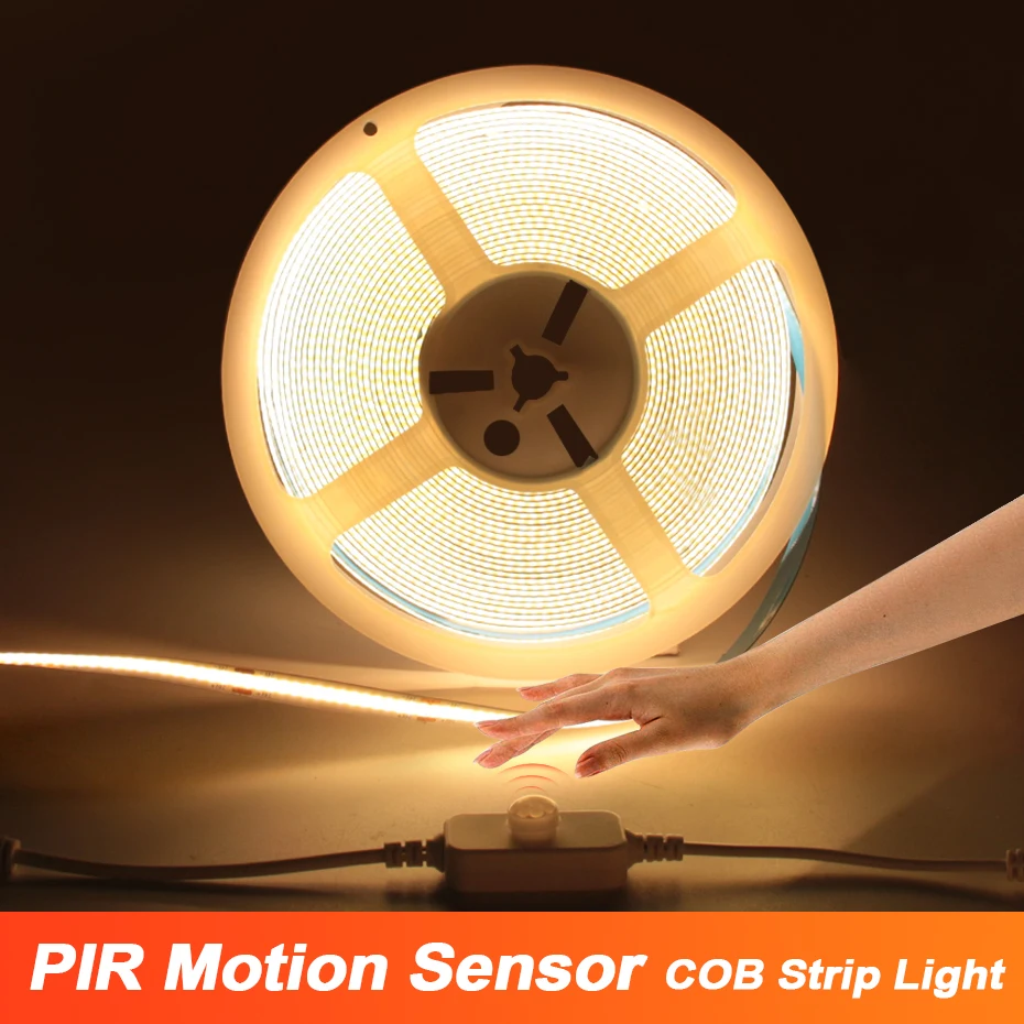 

10M 8M 5M DC 24V COB Led Strip Lights Adhesive 320LEDs/m With Motion Detector Or No Sensor Flexible COB Led Tape Ribbon 24 Volt