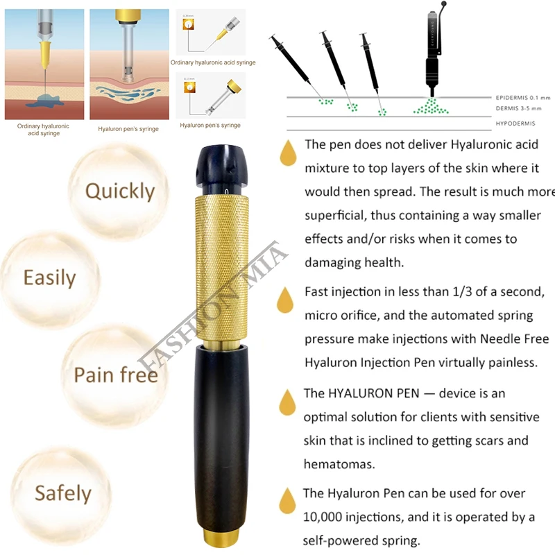 0.5ml 3 in 1 Handheld Injection Gun For Lose Weight Lipolysis Anti Wrinkle Hyaluronic Pen For Lips Filler 3 Gear Hyaluronic Pen