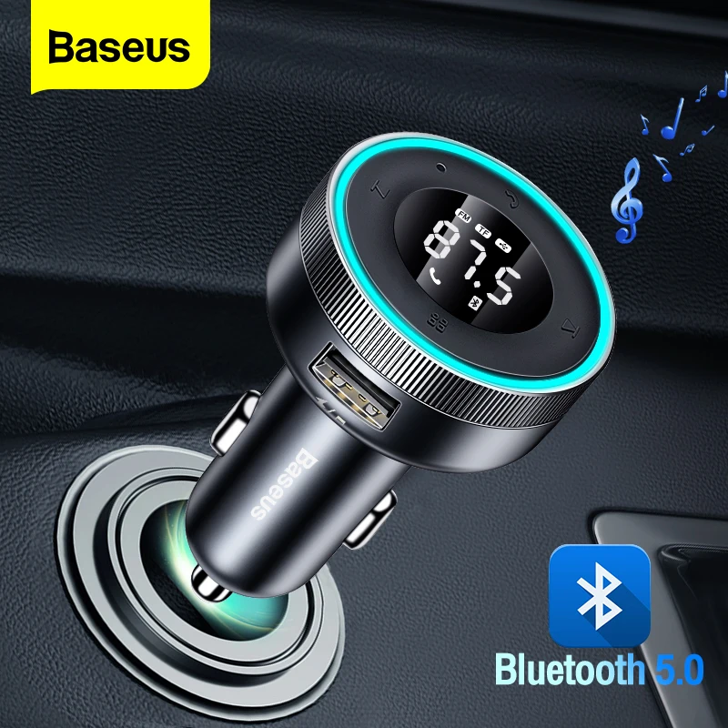 Baseus Bluetooth 5.0 FM Transmitter Auto MP3 Player USB KFZ SD AUX Ladegerät 