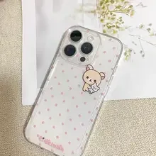 Charming Pink Polka Dot Bear Clear Phone Case
