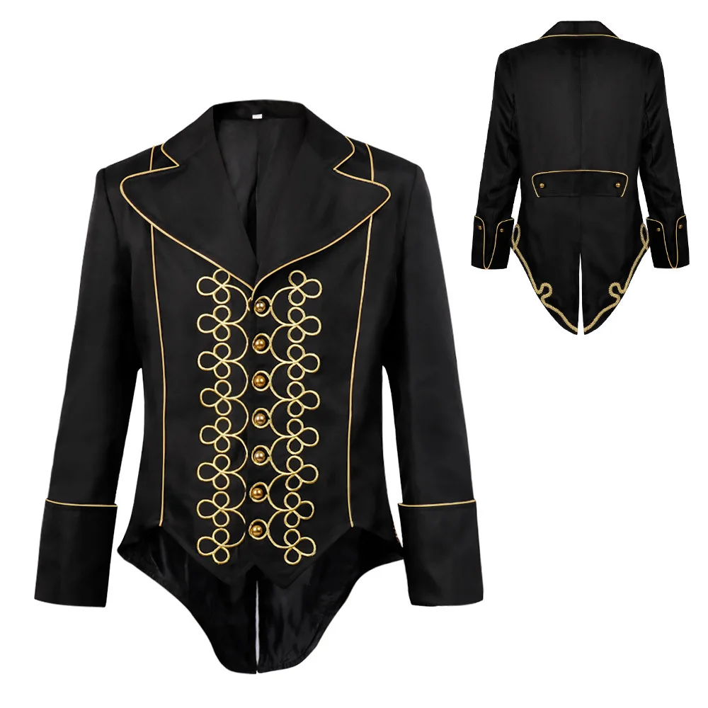 

Medieval Retro men steampunk military drummer punk gothic jacket Long Sleeve Jacket Outwear Stage Performance